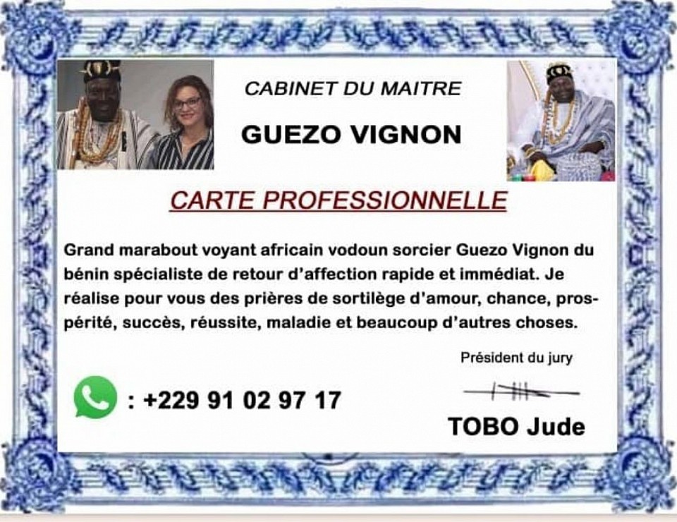 Médium voyant africain Guezo Vignon